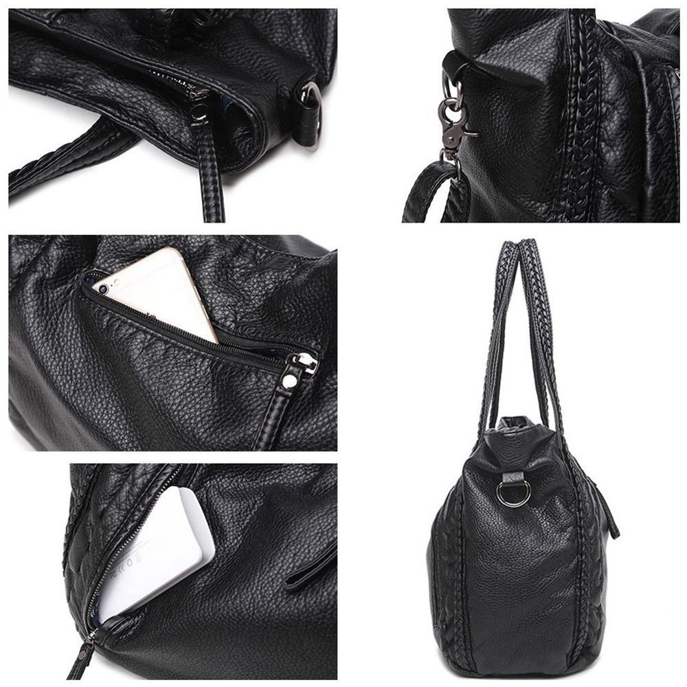 Large Slouchy Tote Bag Purse Soft Leather Hobo Bags Braided ;) - Picture 4 of 6